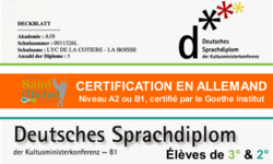 Certification en allemand Niveau A2 ou B1