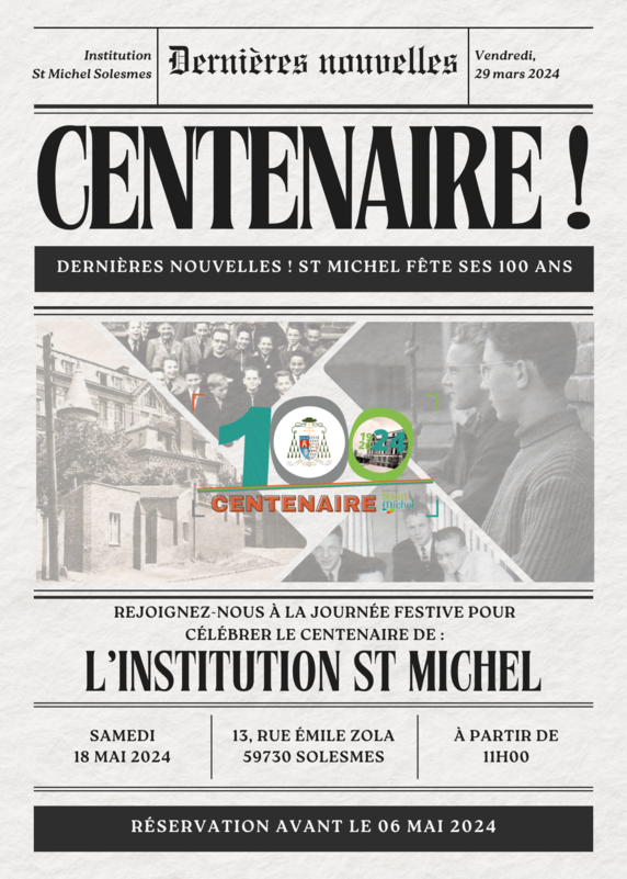 Invitation Centenaire de l'Institution St Michel